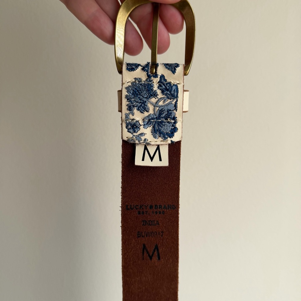 Lucky Brand Botanical Embroidery Leather Belt - Picture 3 of 3